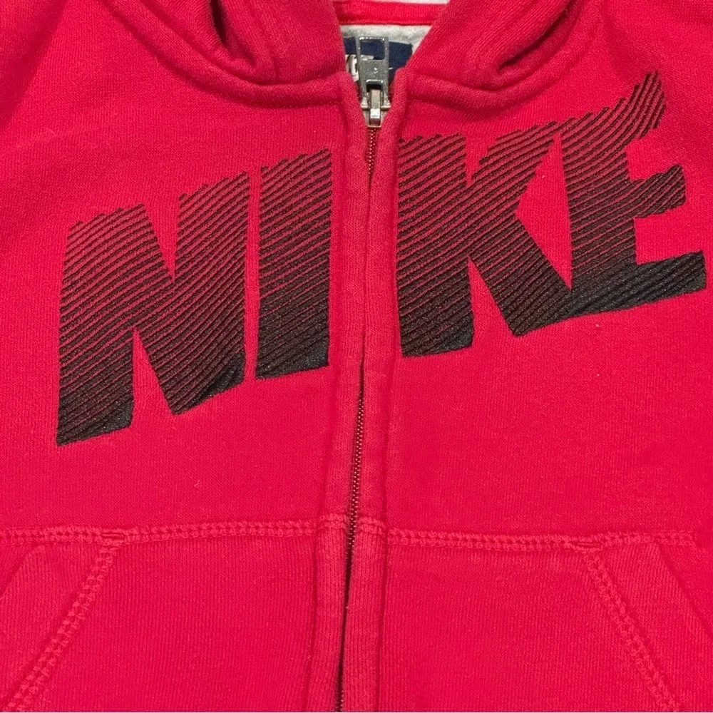 Nike Hoodie Jacket Youth 3T Red Full Zip Athletic Logo Toddler